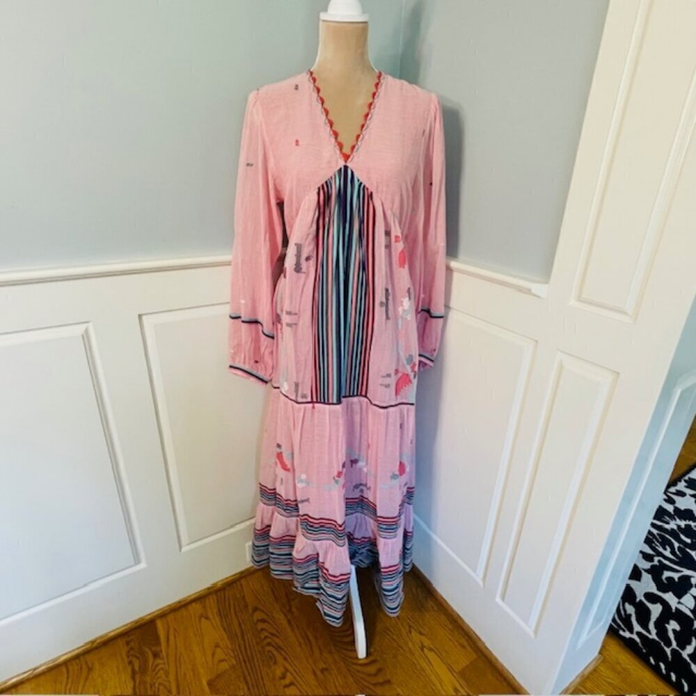 Anthropologie's Conditions Apply Hand Woven 100% Cotton Boho Maxi Dress Small - Picture 5 of 12